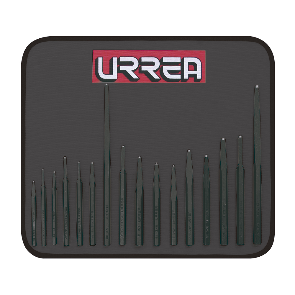 Juego de puntos, punzones y botadores, 16 piezas, Urrea