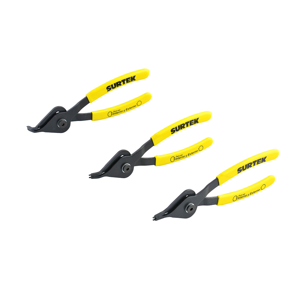 Juego de pinzas para anillos de retención convertibles, 3 piezas, Surtek