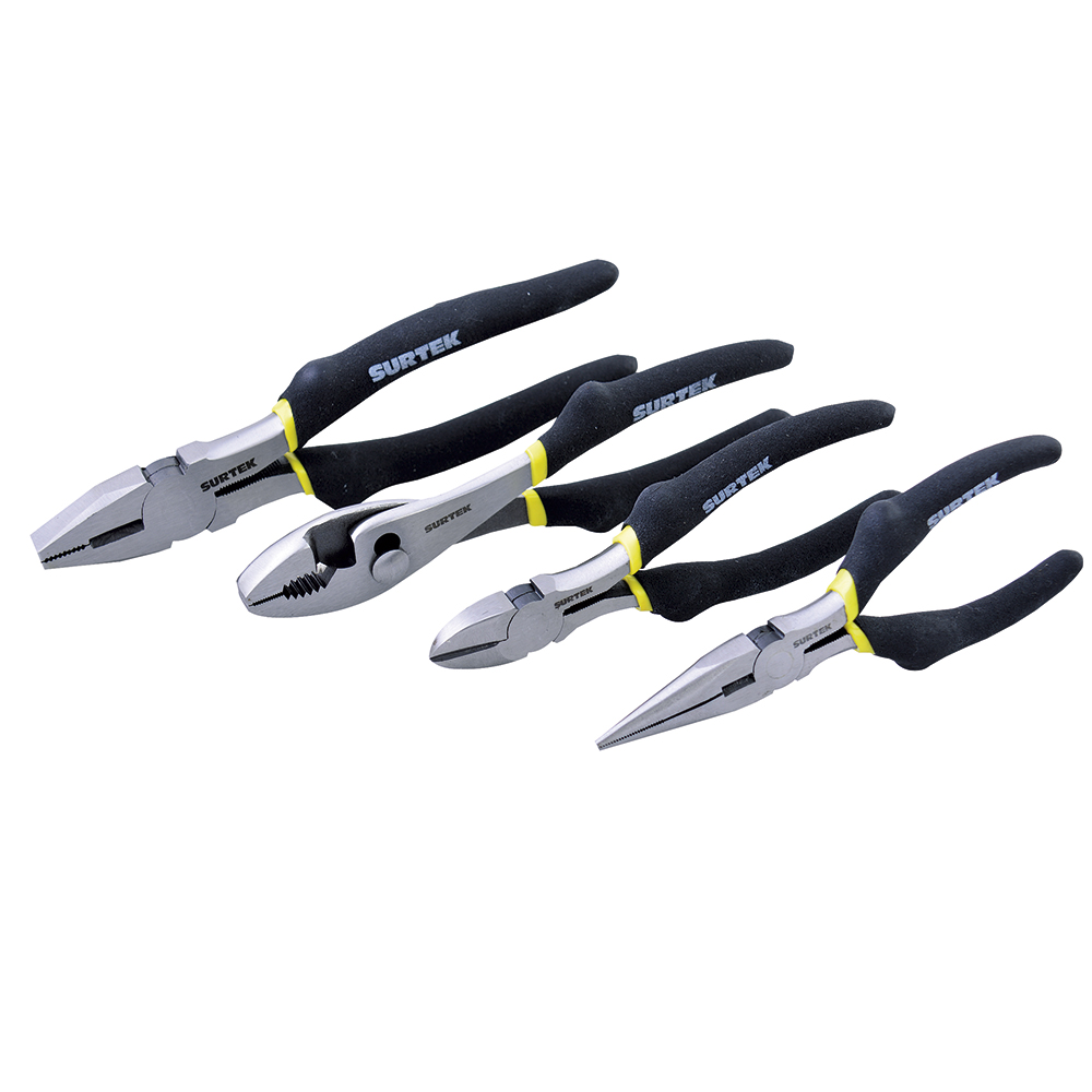 Juego 4 pinzas para electricista, Surtek