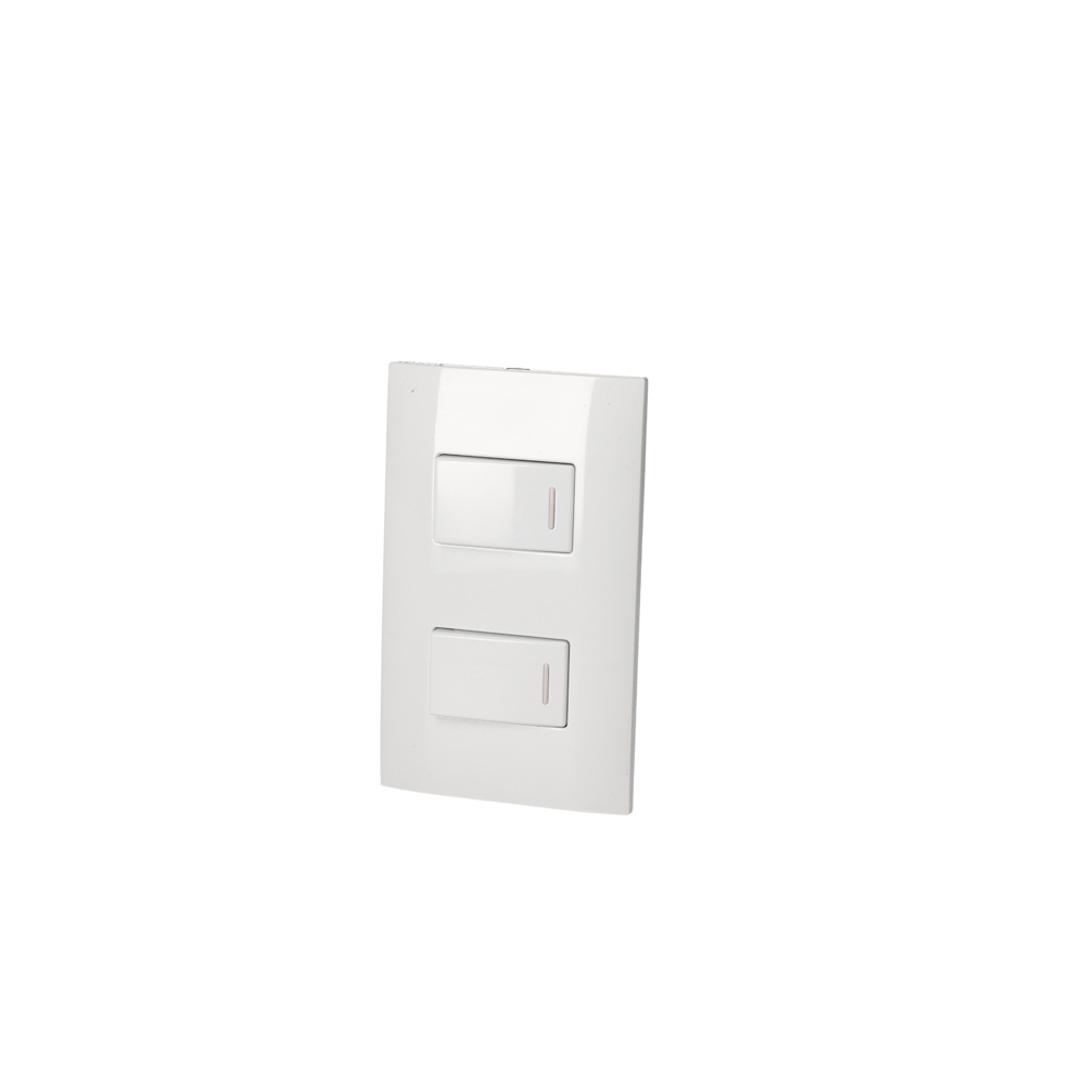 Placa 2 Switch 1/3, línea  Americana, color blanco, Surtek