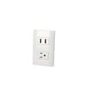 Placa 1 contacto 1 USB doble 1/3, línea Americana, color blanco, Surtek