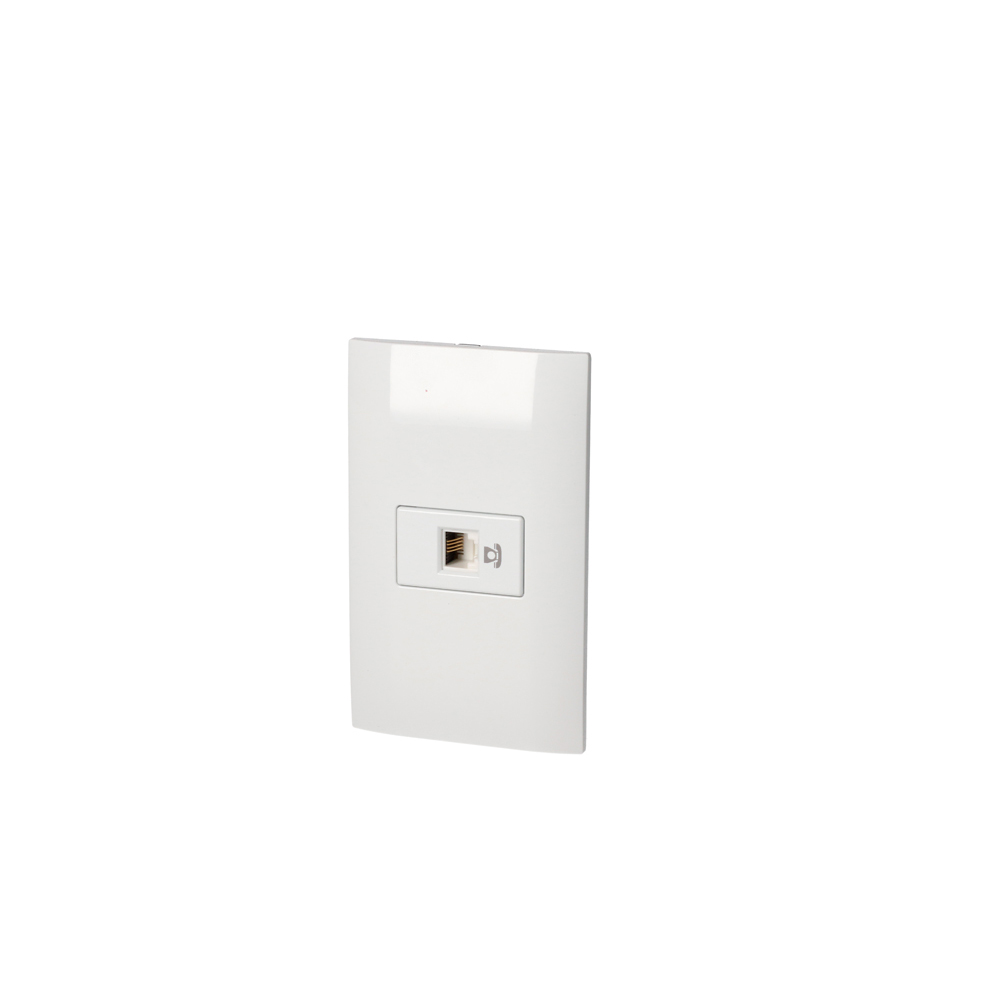 Placa 1 toma para teléfono 1/3, línea Americana, color blanco, Surtek