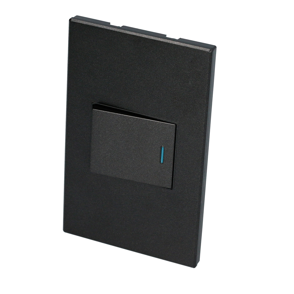 Placa 1 Switch 1/2, línea Premium, color negro, Surtek