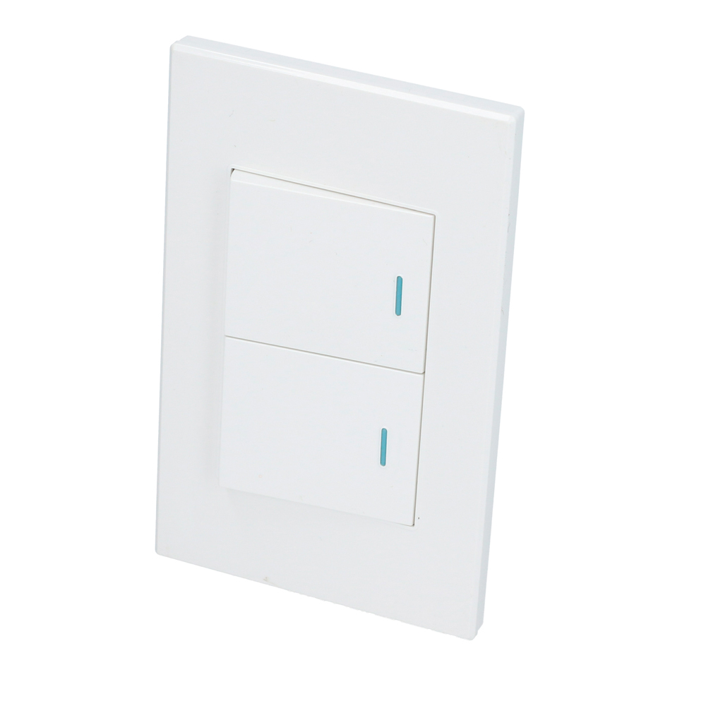 Placa 2 Switch 1/2, línea Premium, color blanco, Surtek