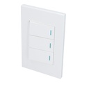 Placa 3 Switch 1/3, línea Premium, color blanco, Surtek