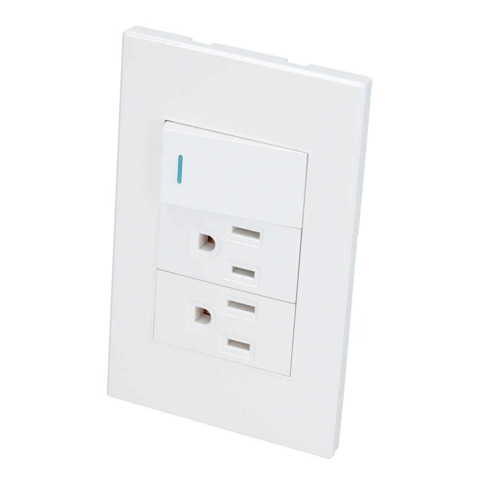Placa 1 Switch 2 contactos 1/3, línea Premium, color blanco, Surtek