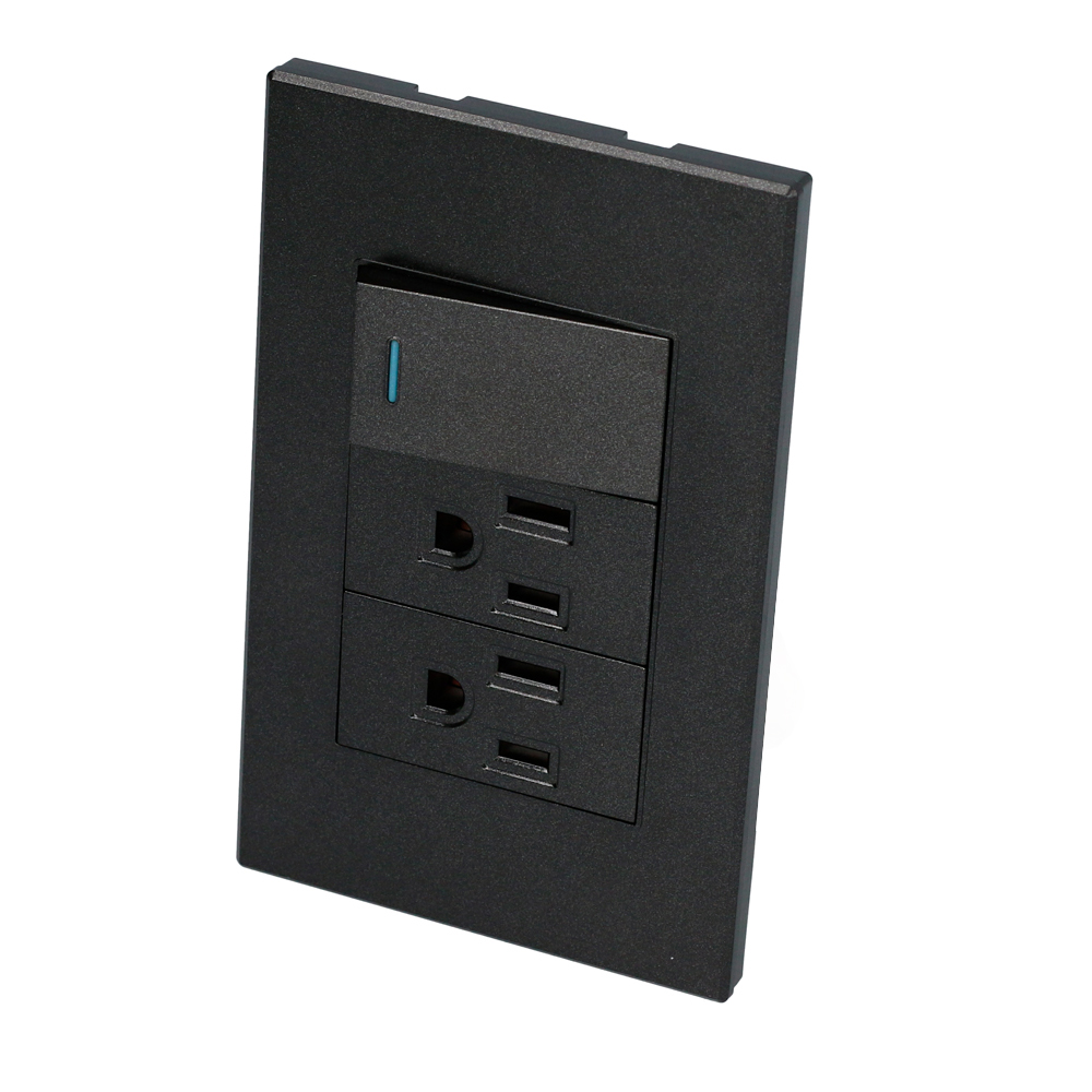 Placa 1 Switch 2 contactos 1/3, línea Premium, color negro, Surtek