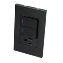 Placa 2 Switch 1 contacto 1/3, línea Premium, color negro, Surtek