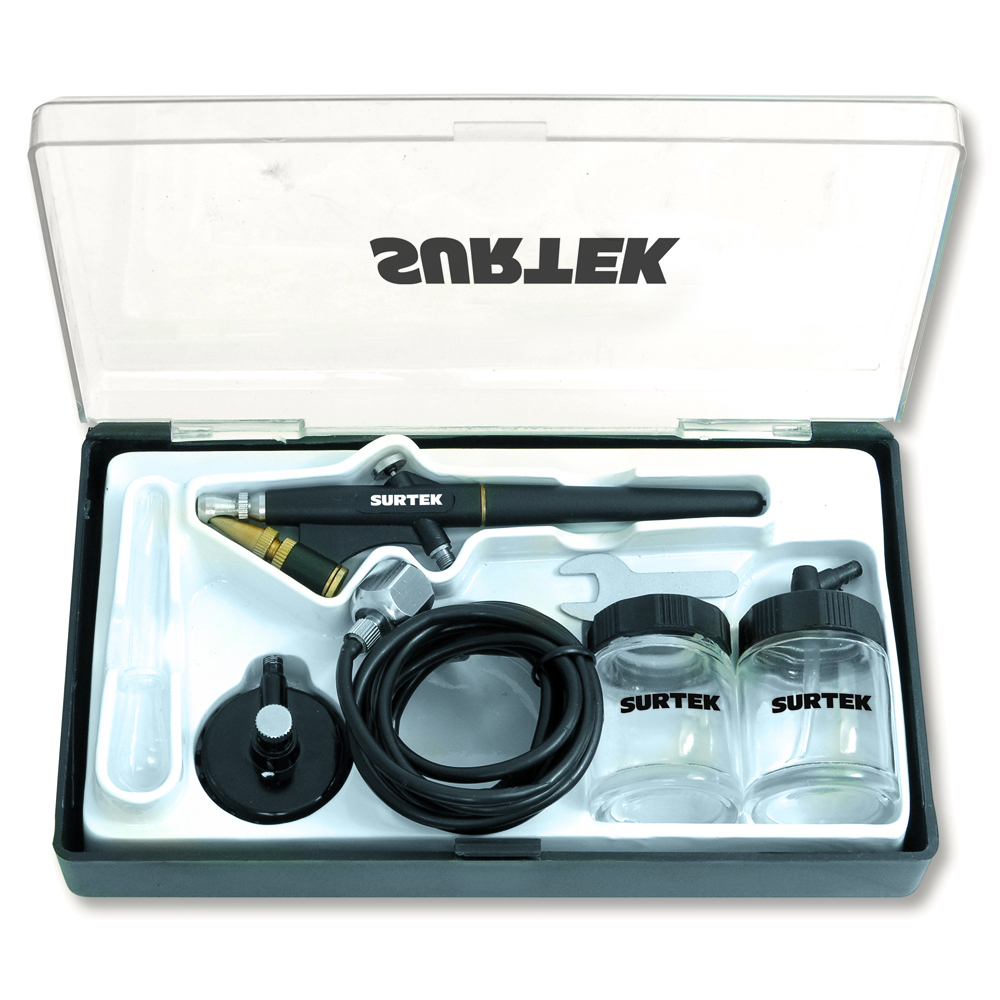 Juego de aerógrafo por succión capacidad 20 ml 35 PSI, 7 piezas, Surtek