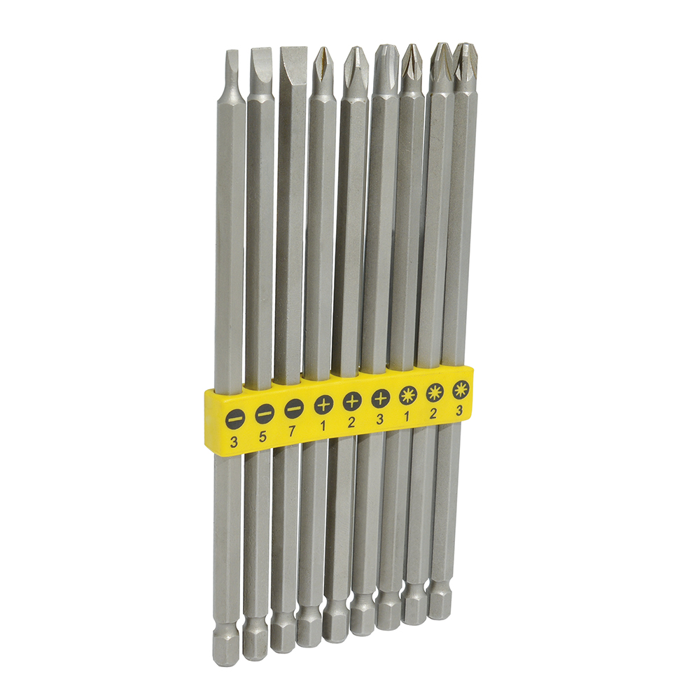 Juego combinado de puntas extra largas hexágono de 1/4", 9 piezas, Surtek