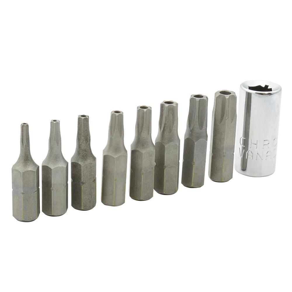 Juego de puntas Torx de seguridad hexágono de 1/4", 9 piezas, Surtek