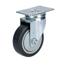 Rodaja de poliuretano negro giratoria 4", Surtek