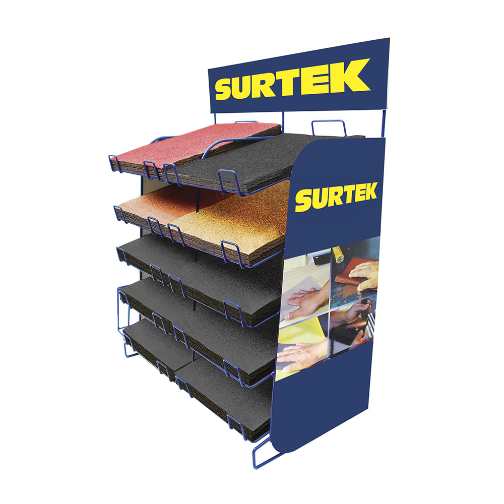 Rack exhibidor con lijas, 527 piezas, Surtek