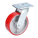 Rodaja de fierro con poliuretano rojo giratoria 4", Surtek