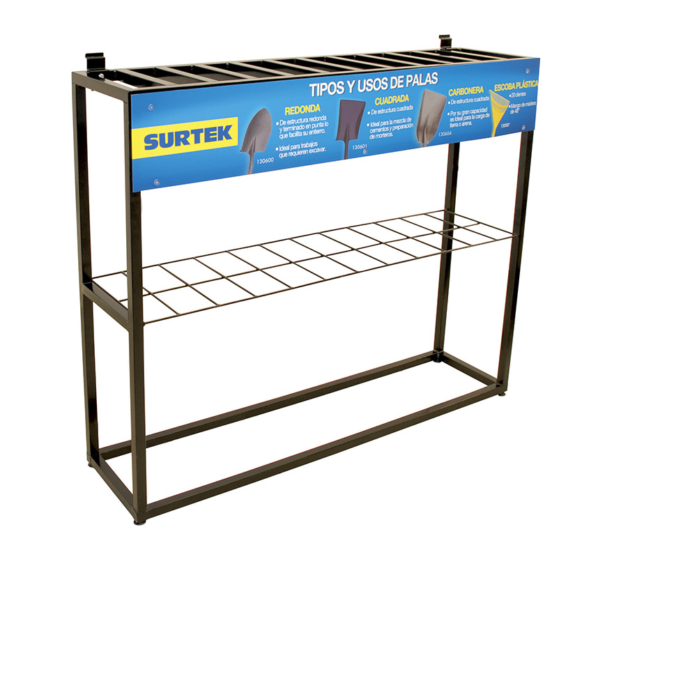 Exhibidor de piso para palas palas y escobas 122 x 30 x 102 cm, Surtek