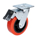 Rodaja de poliuretano rojo giratoria con freno 6", Surtek