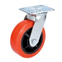 Rodaja de poliuretano rojo giratoria 6", Surtek