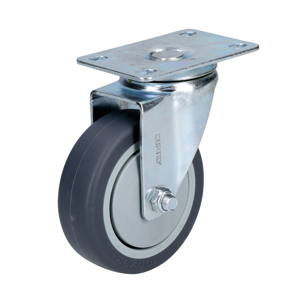 Rodaja de TPR gris giratoria 3", Surtek