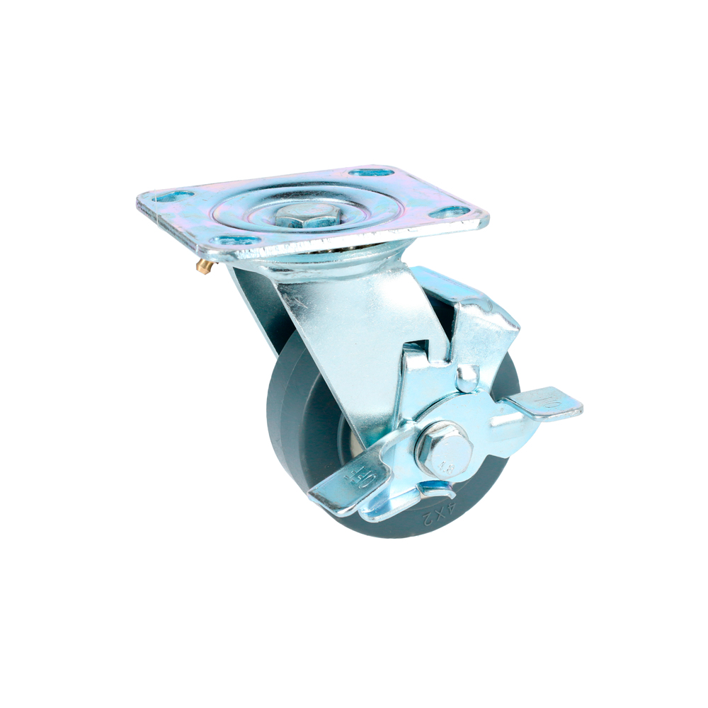 Rodaja de TPR gris giratoria con freno 6", Surtek