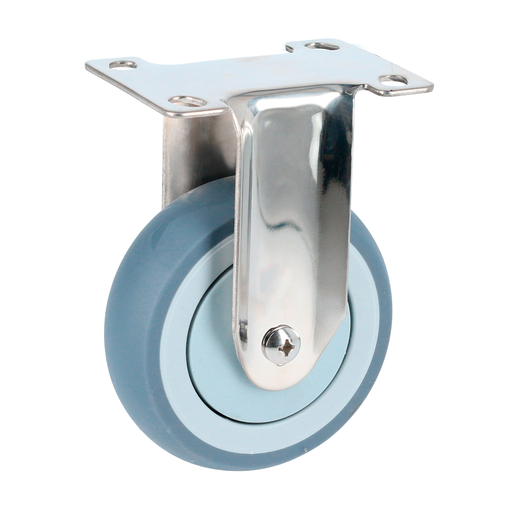 Rodaja de TPR gris con herrajes de acero inoxidable fija 4", Surtek