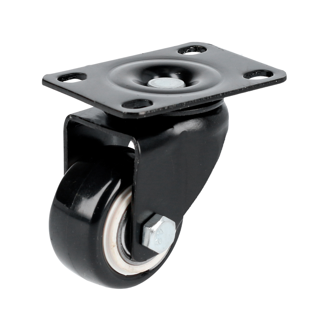 Rodaja de PVC negro con placa giratoria 3", Surtek