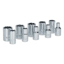 Juego de 10 dados métricos cuadro de 1/4", 6 puntas, en riel, Surtek