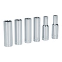 Juego de 6 dados largos métricos cuadro de 1/2", 6 puntas, en riel, Surtek