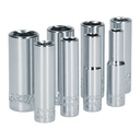 Juego de 8 dados largos en pulgadas cuadro de 1/4", 6 puntas, en riel, Surtek