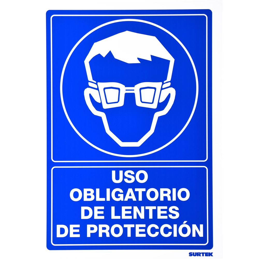 Señal "Uso obligatorio de lentes de protección", Surtek