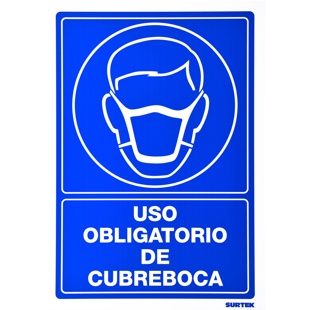 Señal "Uso obligatorio de cubre bocas", Surtek