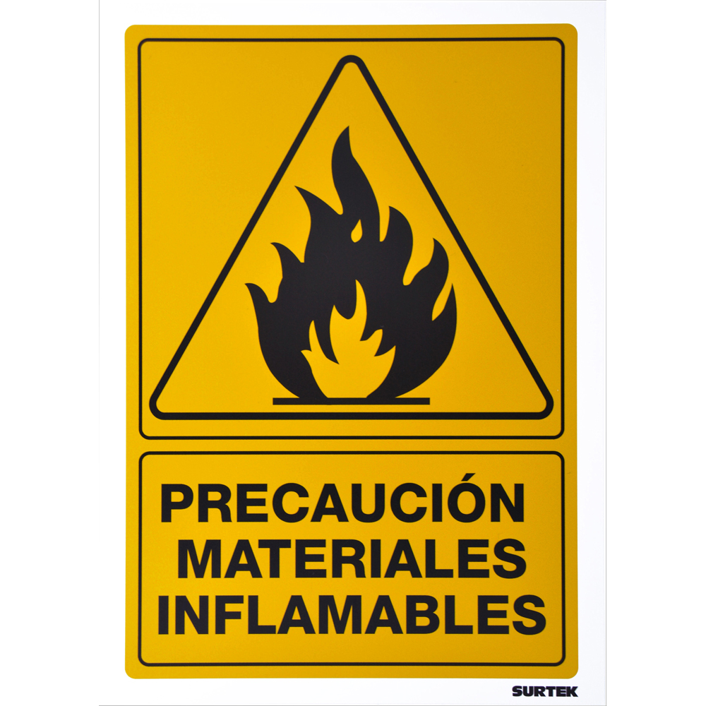 Señal "Precaución materiales inflamables", Surtek