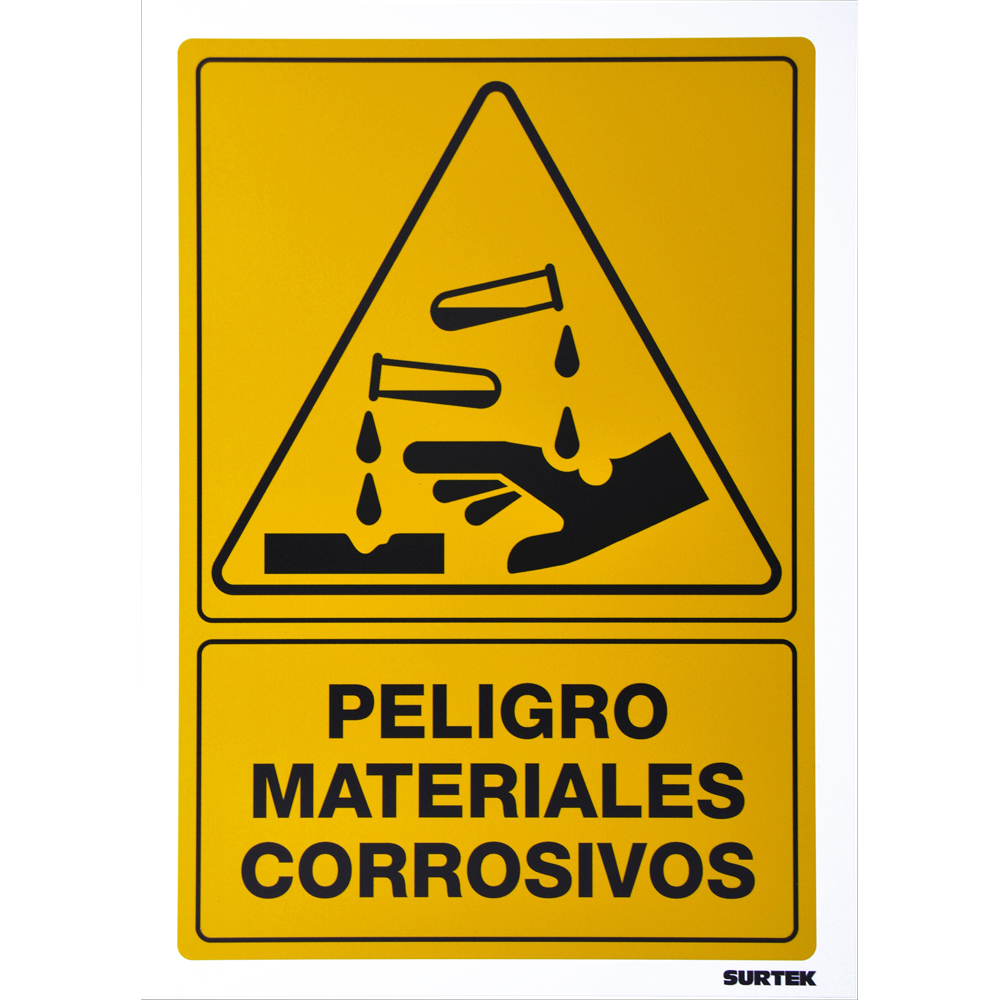 Señal "Peligro materiales corrosivos", Surtek