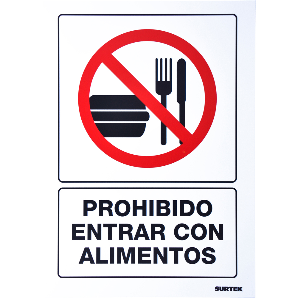Señal "Prohibido entrar con alimentos", Surtek