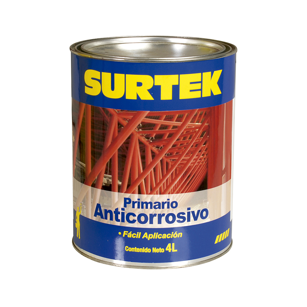 Esmalte anticorrosivo para metal 4 Lt color rojo óxido, Surtek