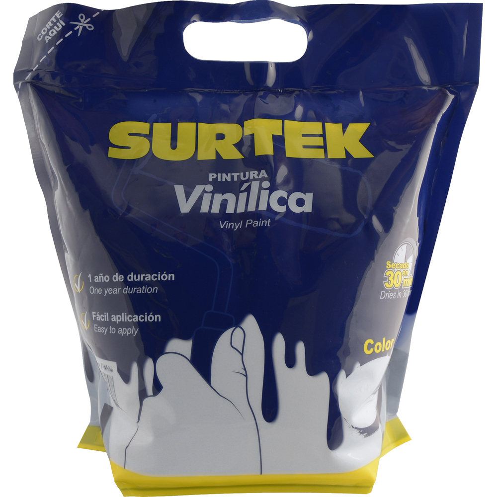Bolsa de pintura vinílica 3.78 Lt color blanco, Surtek