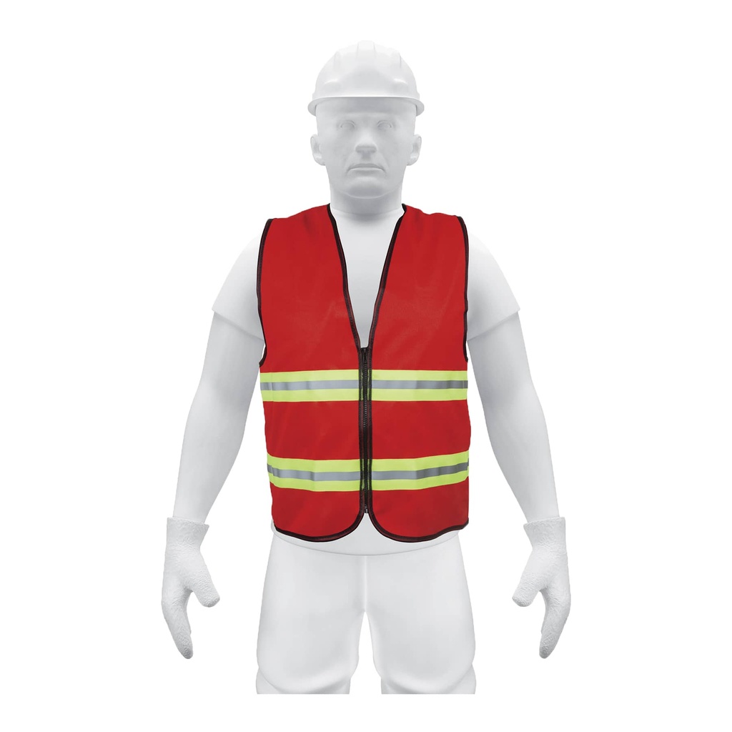 15417 / Chaleco de seguridad rojo alta visibilidad con cierre, Truper