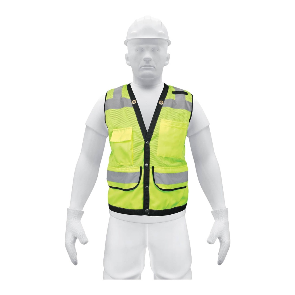 13484 / Chaleco seguridad reforzado verde con bolsas, XG, Expert