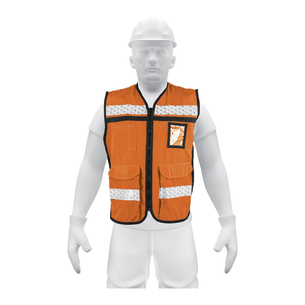 14669 / Chaleco brigadista con cintas reflejantes, color naranja, Truper