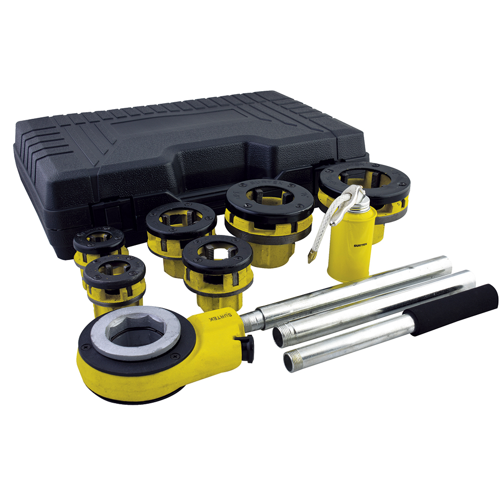 Juego de tarraja para tubos NPT 1/2" a 2",  9 piezas, Surtek