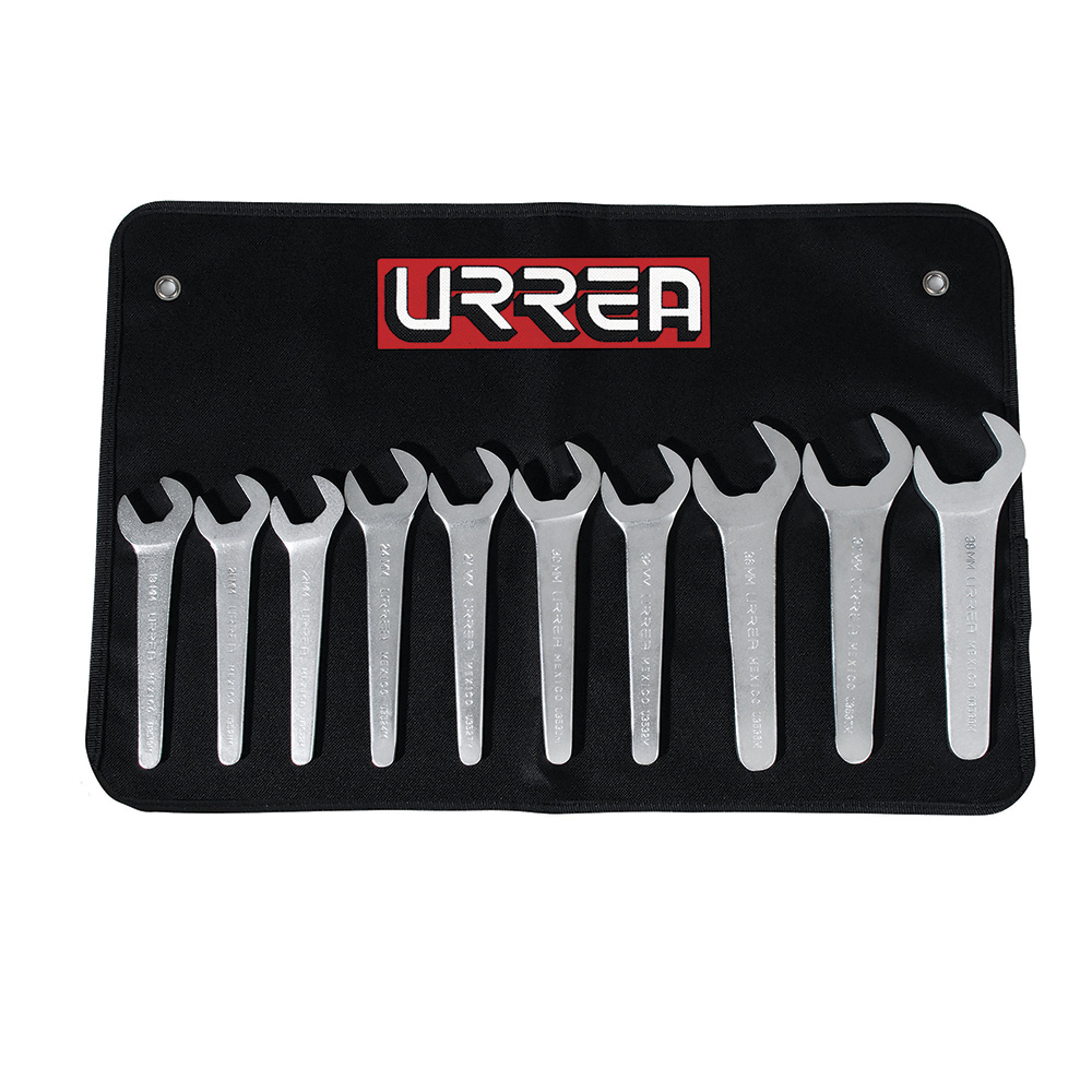 Juego de 10 llaves de servicio satinadas métricas, Urrea
