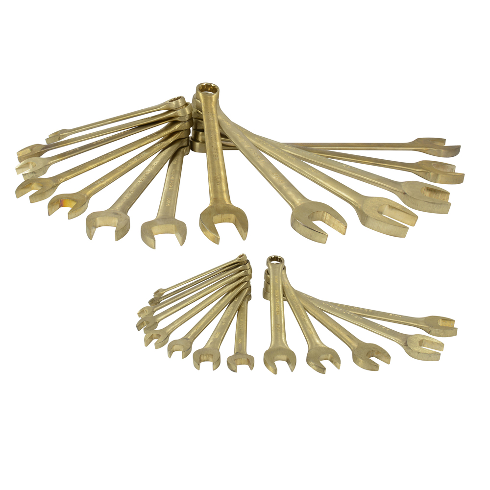 Juego de 26 llaves combinadas de bronce-aluminio antichispa métricas, 12 puntas, Urrea
