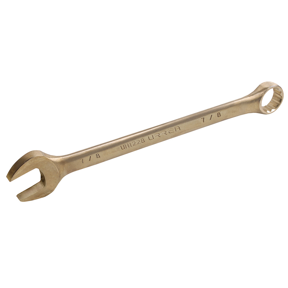 Llave combinada de bronce-aluminio antichispa en pulgadas, 12 puntas, 7/8", Urrea