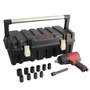 Juego de pistola de impacto neumática cuadro de 1/2" y accesorios métricos, 13 piezas, Urrea