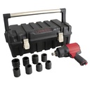 Juego de pistola de impacto neumática cuadro de 3/4" y accesorios métricos, 10 piezas, Urrea