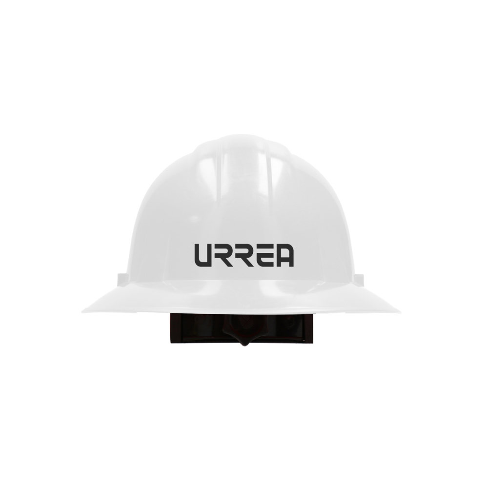 Casco de seguridad con ajuste de matraca ala ancha, color blanco, Urrea