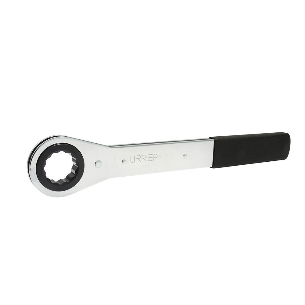 Llave de estrías pulido espejo plana de matraca en pulgadas, 12 puntas, 1-5/16", Urrea