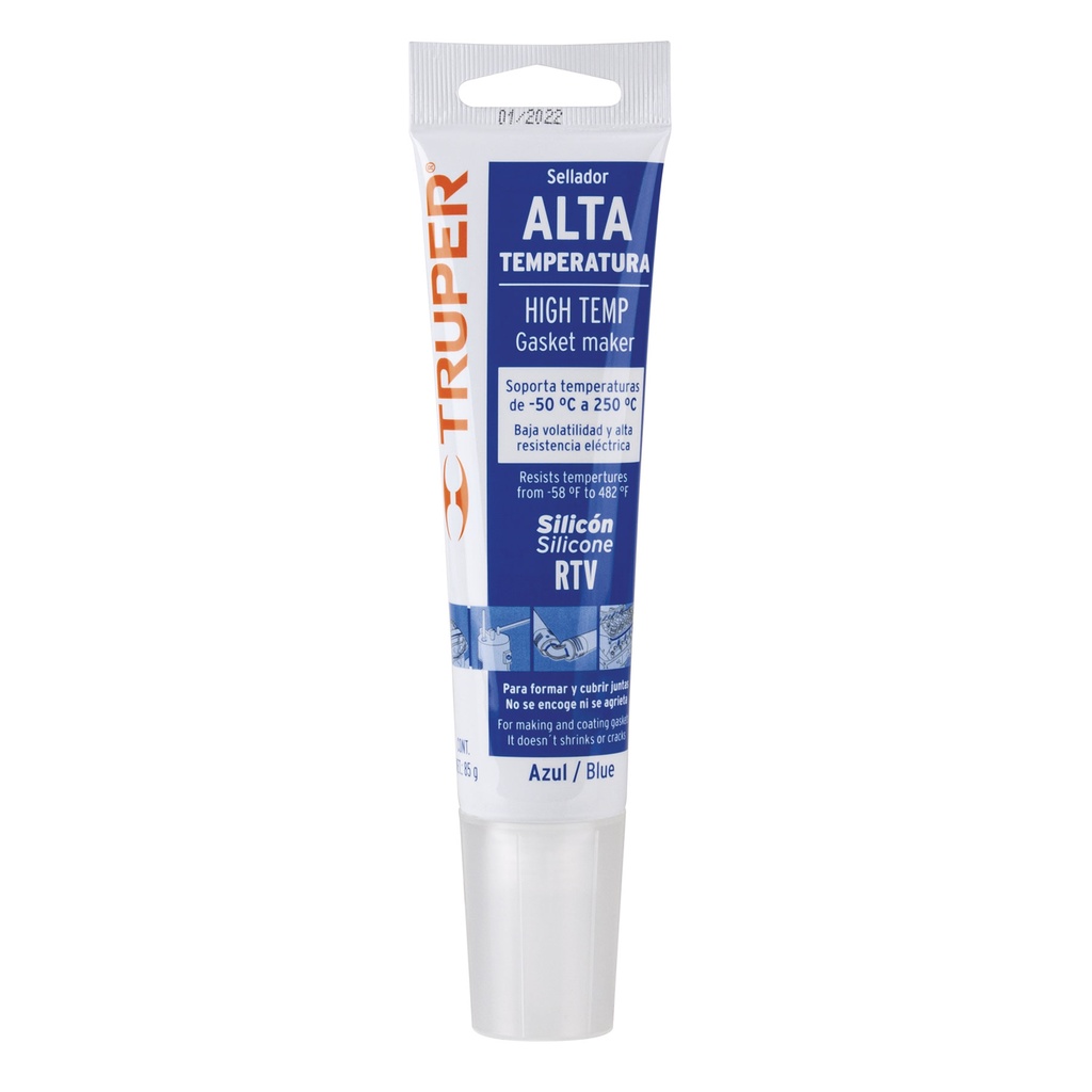 17568 / Sellador de silicón azul para altas temperaturas, 85 g, Truper