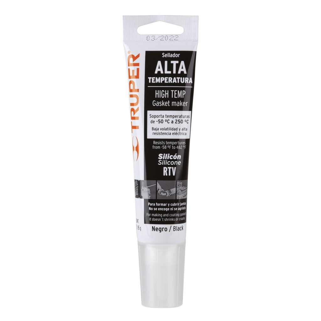 17567 / Sellador de silicón negro para altas temperaturas, 85 g, Truper