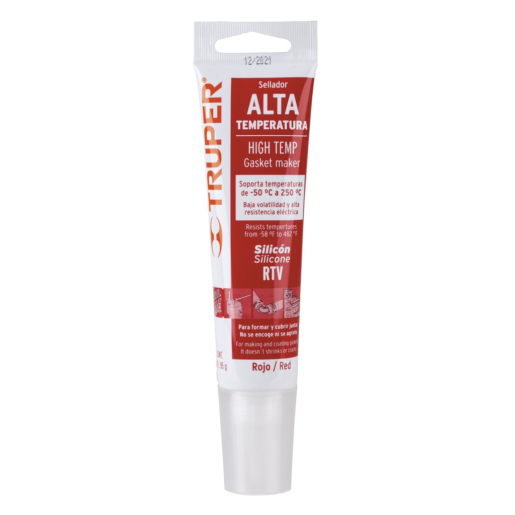 17566 / Sellador de silicón rojo para altas temperaturas, 85 g, Truper