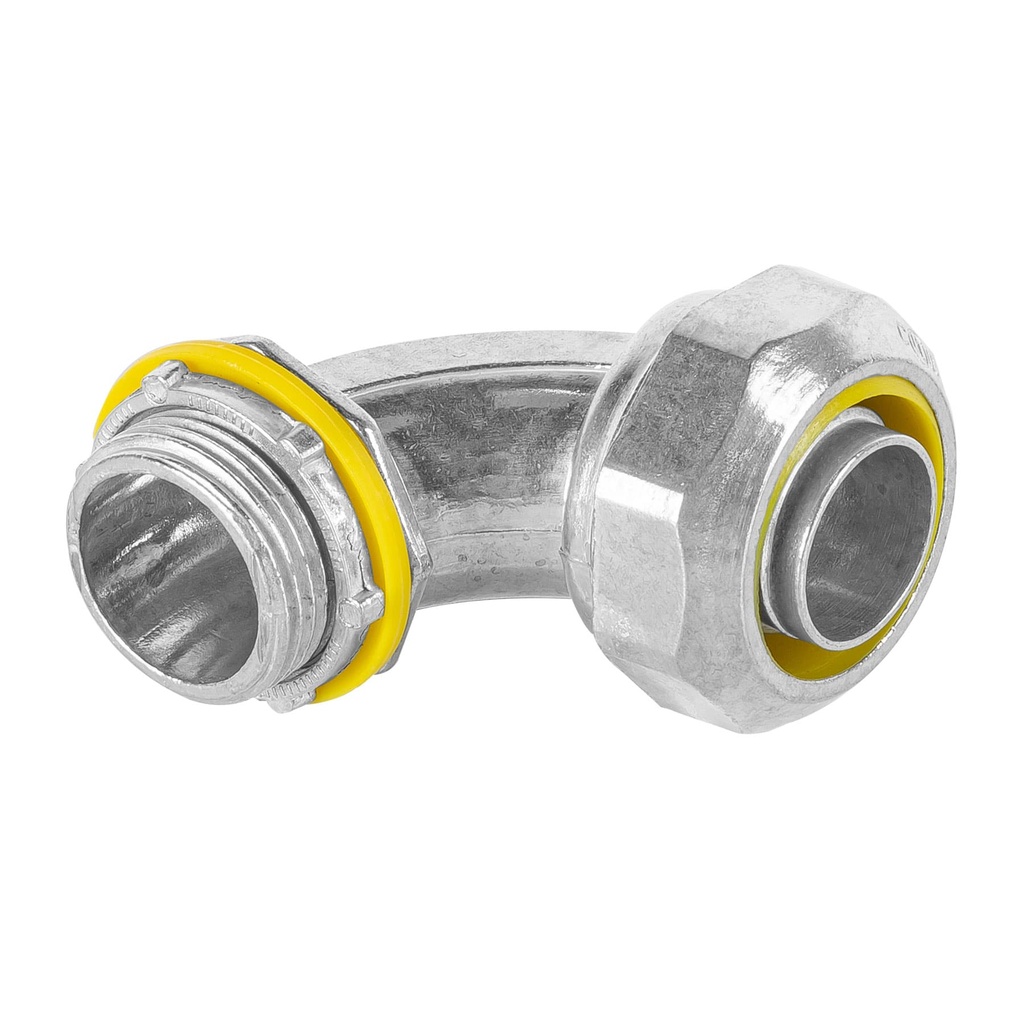 46934 / Conector curvo de 3/4' para tubo liquid tight, Volteck